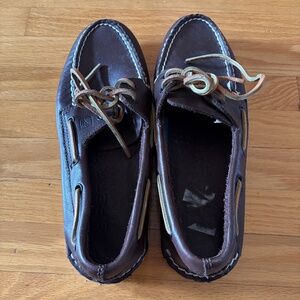 Sperry Top Siders Unisex Brown Leather Boat Shoes Men's Size 7 or Women's 8.5